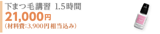 テクニコスクール/下まつ毛講習 1.5時間 21,000円 （材料費 ：3,900円相当込み）